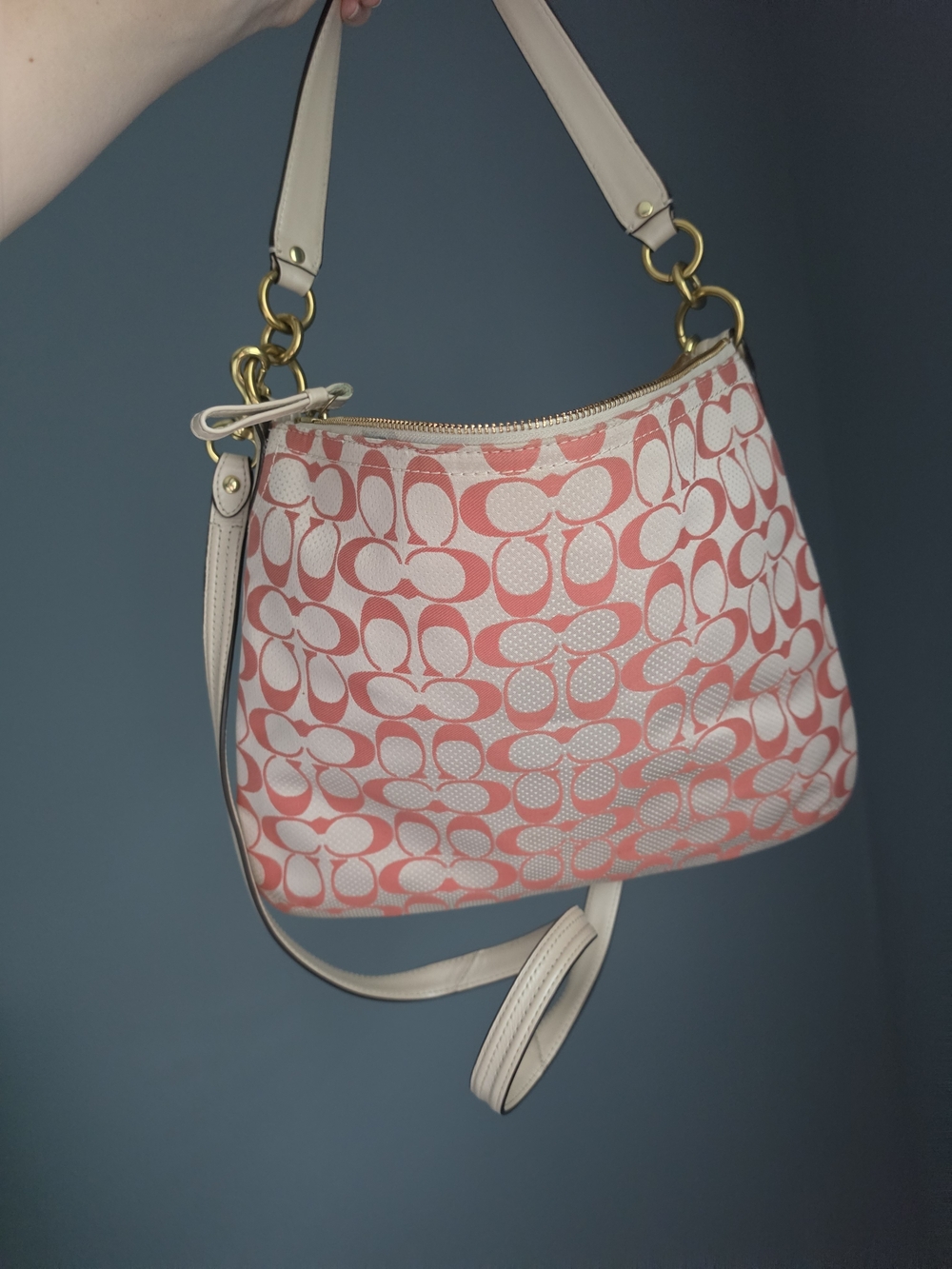 Coach Pink Polka Dot Signature Canvas Shoulder Bag - Picture 2 of 16